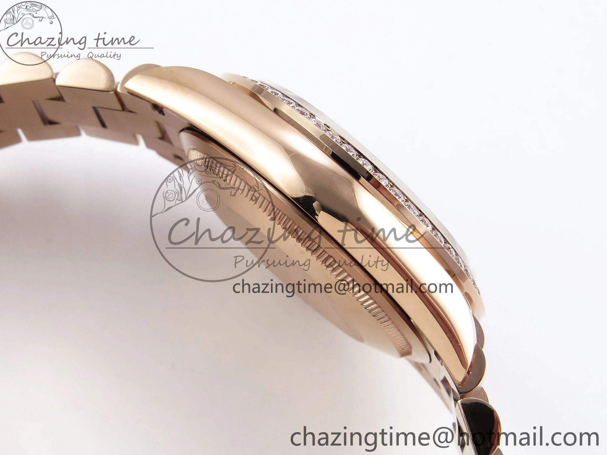 MiroTime 0321 ZipUp Day Date 36 RG TWSF Best Edition Blue Roman Diamonds Dial Diamonds Bezel on RG Bracelet A 1607